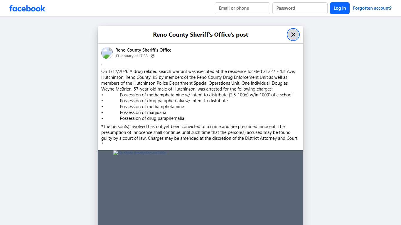 . On 1/12/2026 A drug... - Reno County Sheriff's Office Facebook